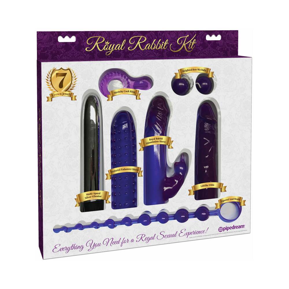 Pipedream 7-Piece Royal Rabbit Kit Purple - Red Garter