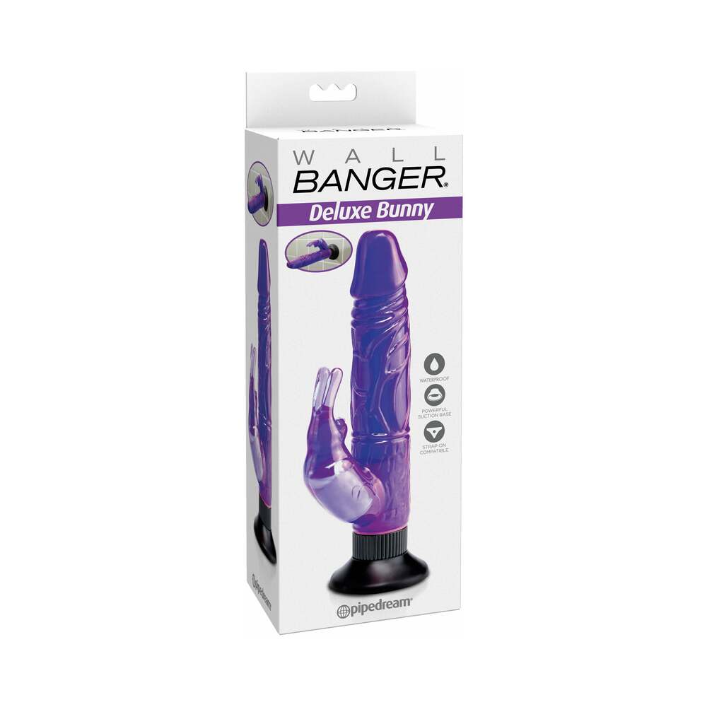 Pipedream Waterproof Wall Bangers Deluxe Bunny Realistic Rabbit Vibrator With Suction Cup Purple - Red Garter