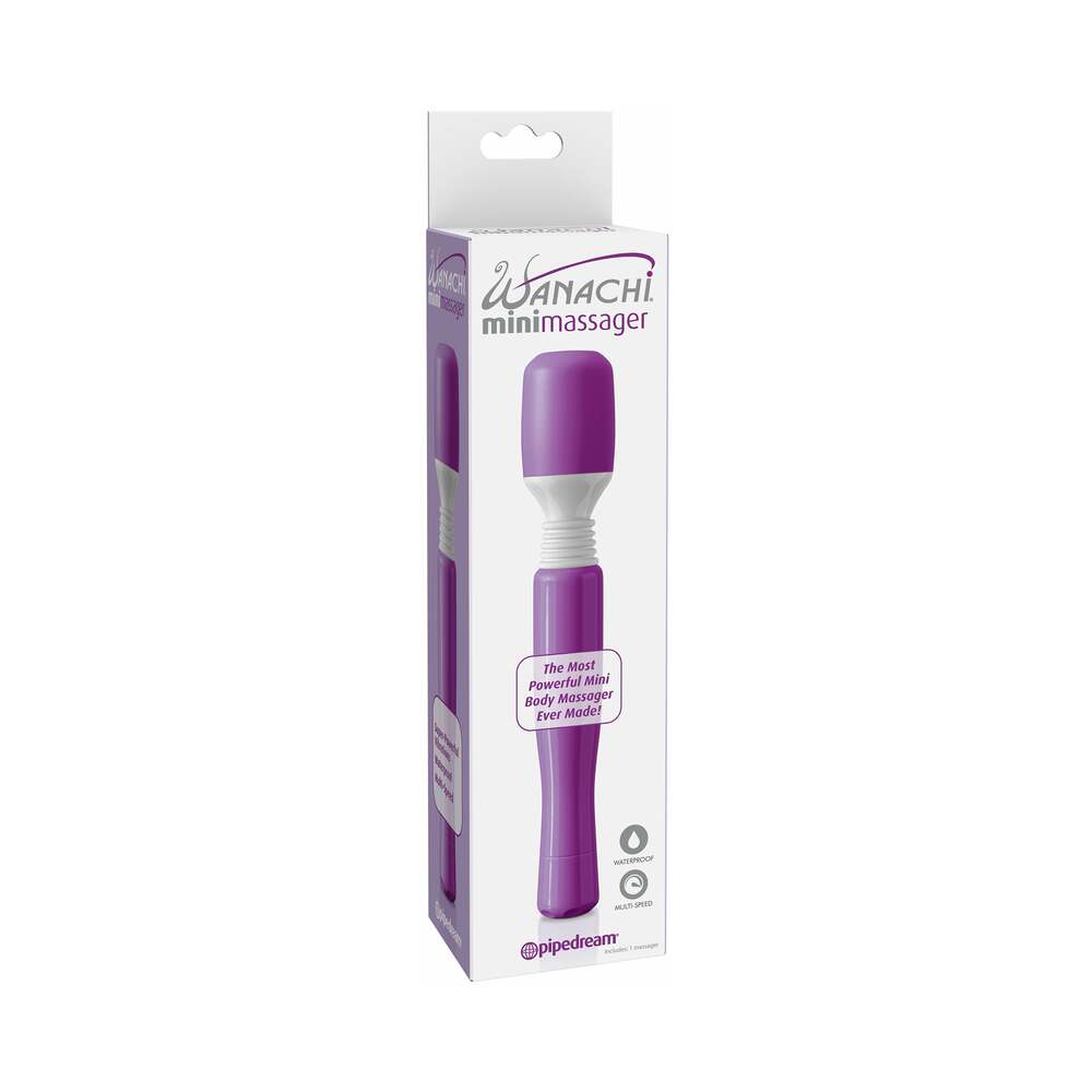 Pipedream Mini Wanachi Waterproof Massager Flexible Silicone Wand Vibrator Purple - Red Garter