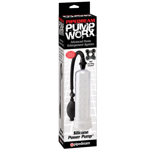 Pipedream Pump Worx Silicone Power Pump Clear - Red Garter