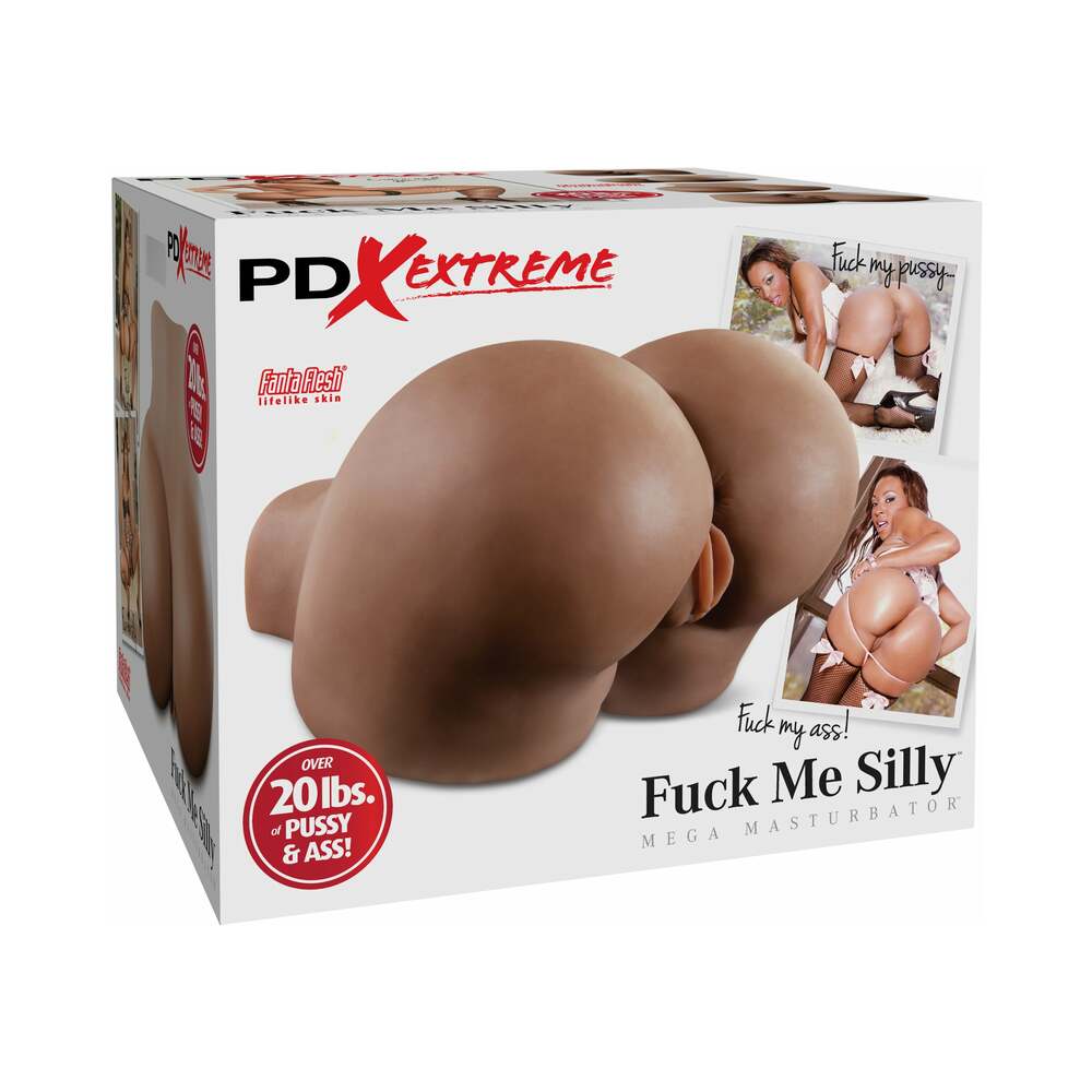 PDX Extreme Fuck Me Silly Dual-Entry Mega Masturbator Brown - Red Garter