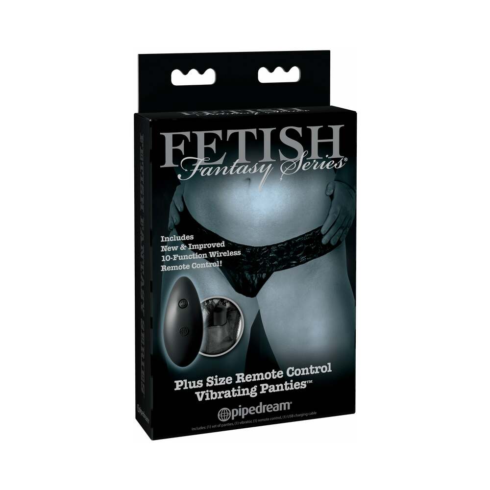 Pipedream Fetish Fantasy Series Limited Edition Plus Size Remote Control Vibrating Panties Black - Red Garter