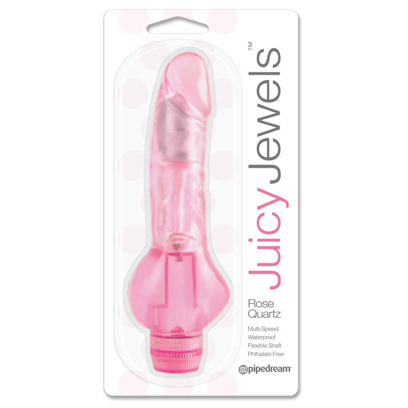 Pipedream Juicy Jewels Rose Quartz Flexible Realistic Vibrator Pink - Red Garter