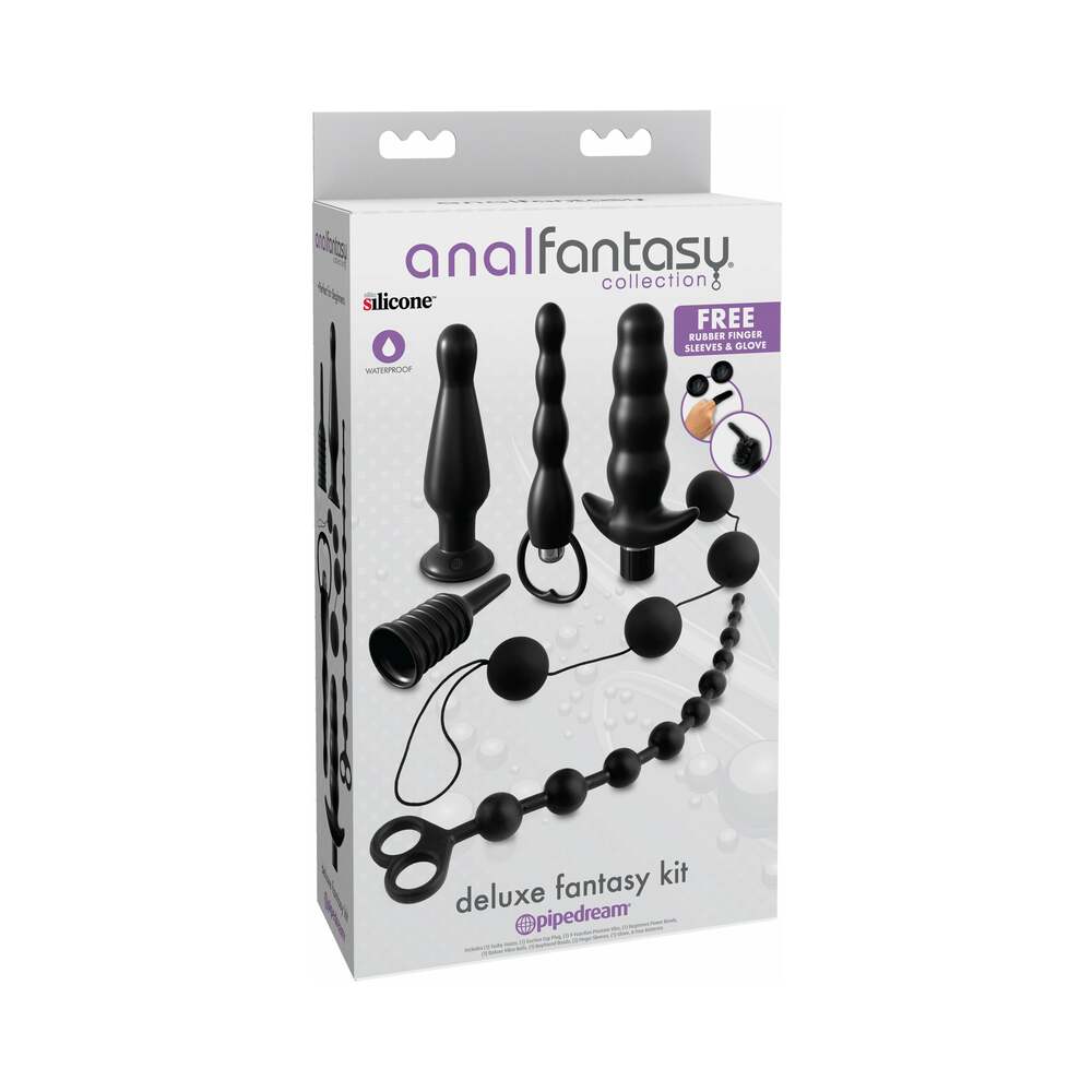 Pipedream Anal Fantasy Collection 6-Piece Silicone Deluxe Fantasy Kit Black - Red Garter
