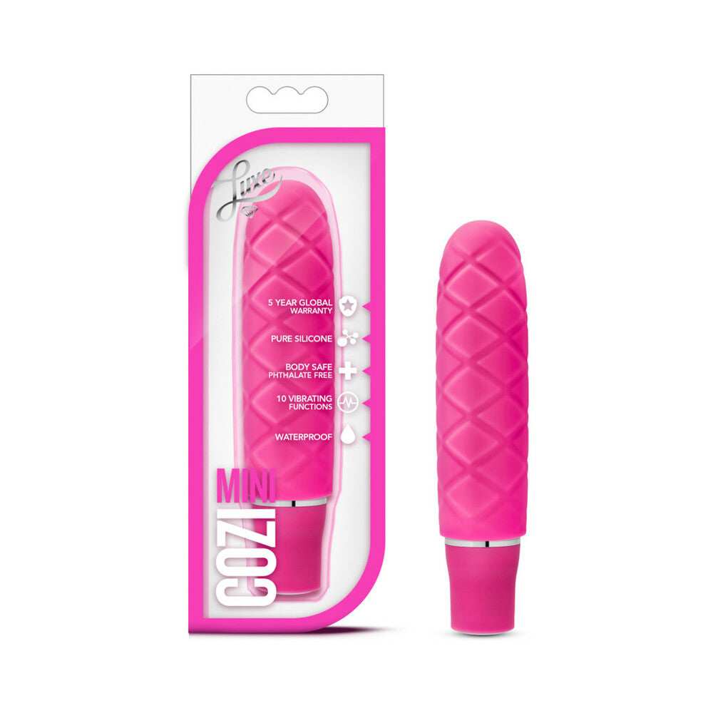 Blush Luxe Cozi Mini Silicone Slimline Vibrator Fuchsia - Red Garter