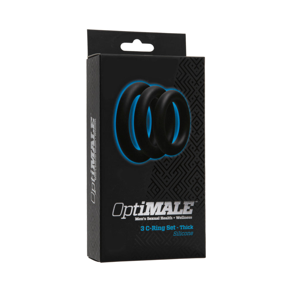 OptiMALE – 3 C-Ring Set – Thick Black - Red Garter