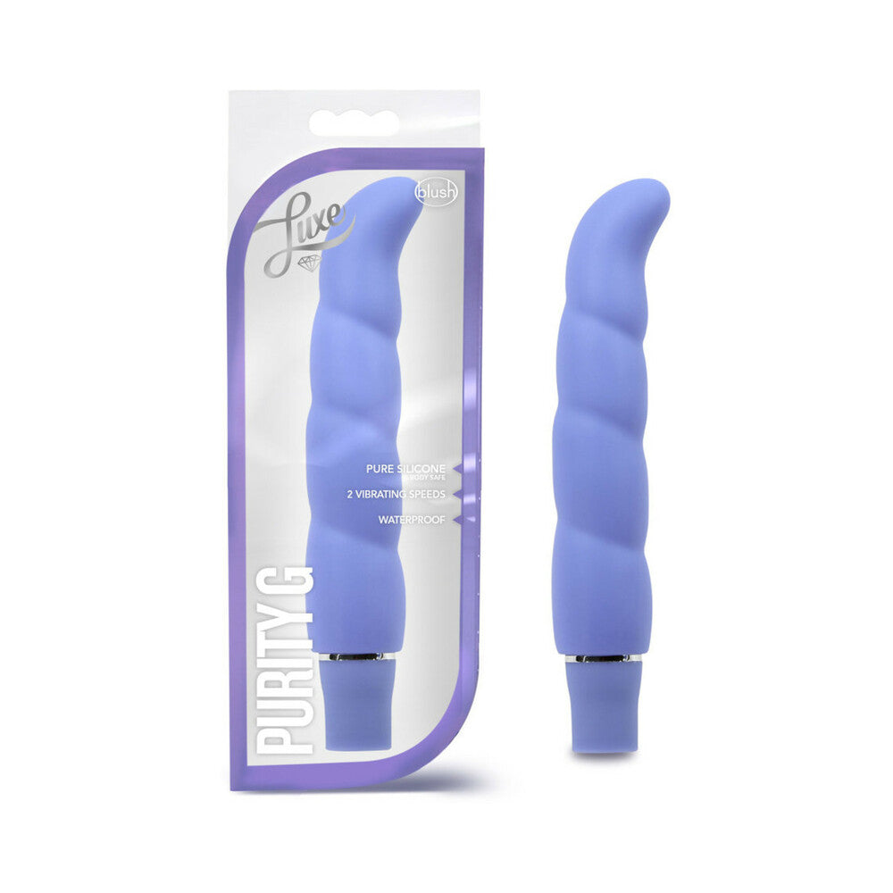 Blush Luxe Purity G Silicone Slimline G-Spot Vibrator Periwinkle - Red Garter