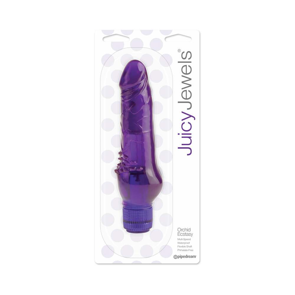 Pipedream Juicy Jewels Orchid Ecstasy Flexible Realistic Vibrator Purple - Red Garter