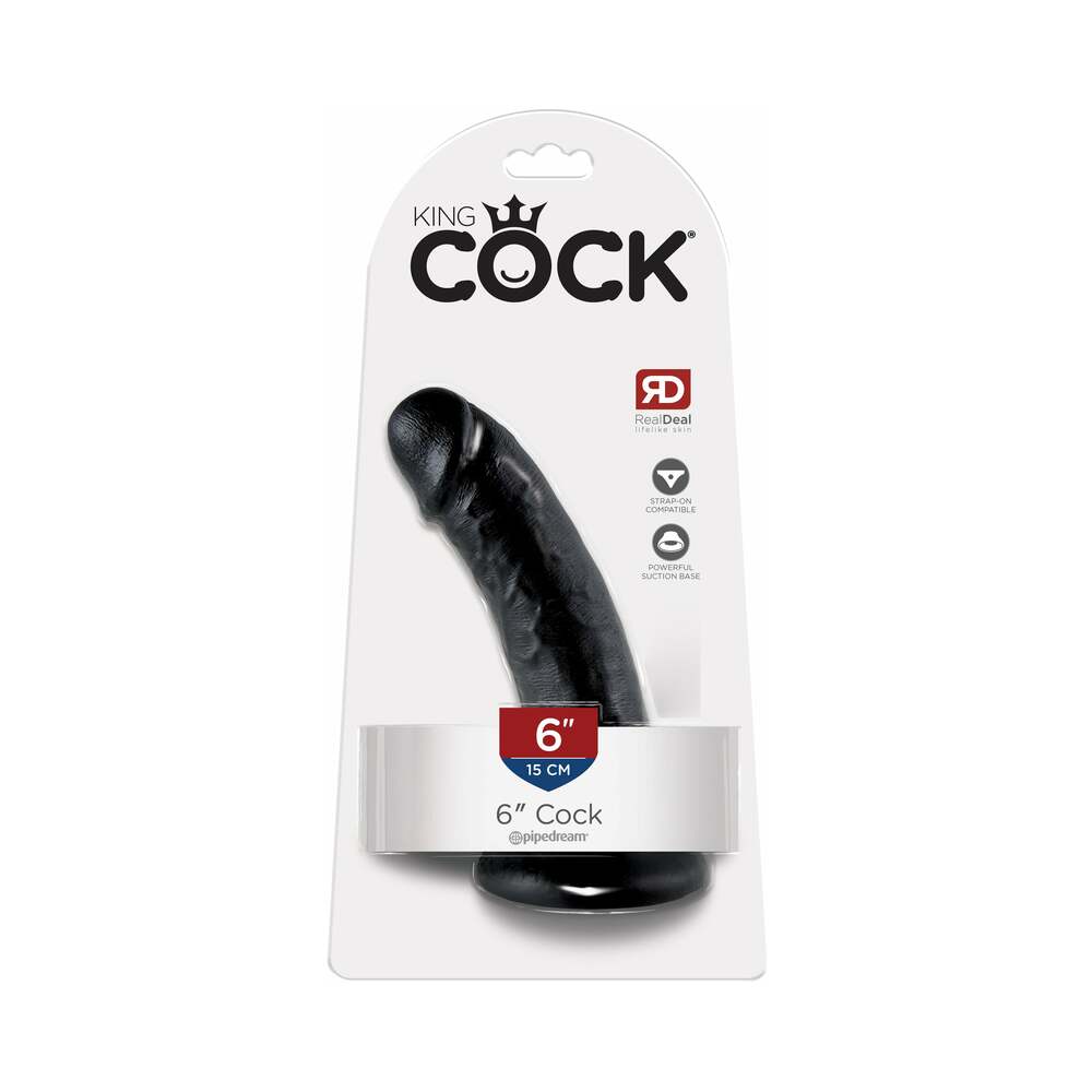Pipedream King Cock 6 in. Cock Realistic Dildo With Suction Cup Black - Red Garter