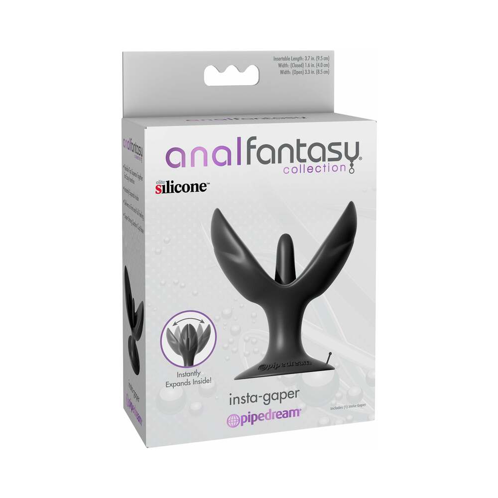 Pipedream Anal Fantasy Collection Silicone Insta-Gaper Expanding Plug Black - Red Garter