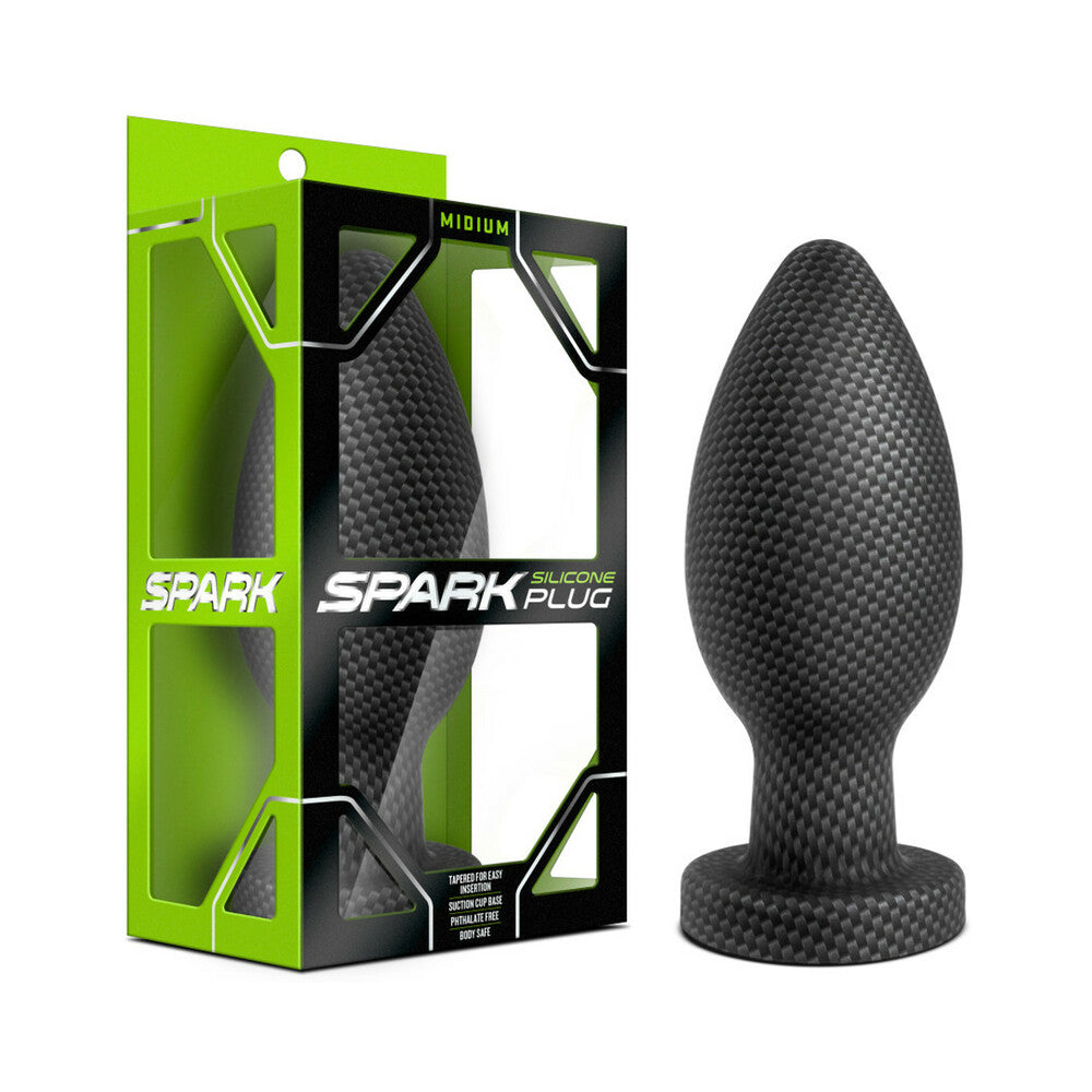 Blush Spark Silicone Anal Plug Large Carbon Fiber - Red Garter