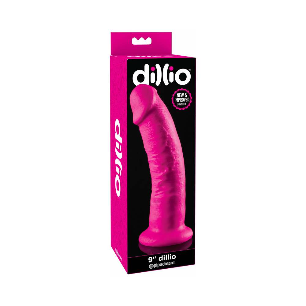 Pipedream Dillio 9 in. Realistic Dildo With Suction Cup Pink - Red Garter