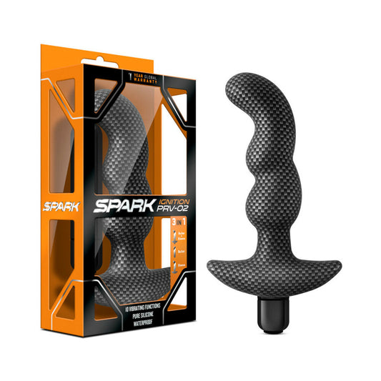 Blush Spark Ignition PRV-02 Vibrating Silicone Prostate Massager Carbon Fiber - Red Garter