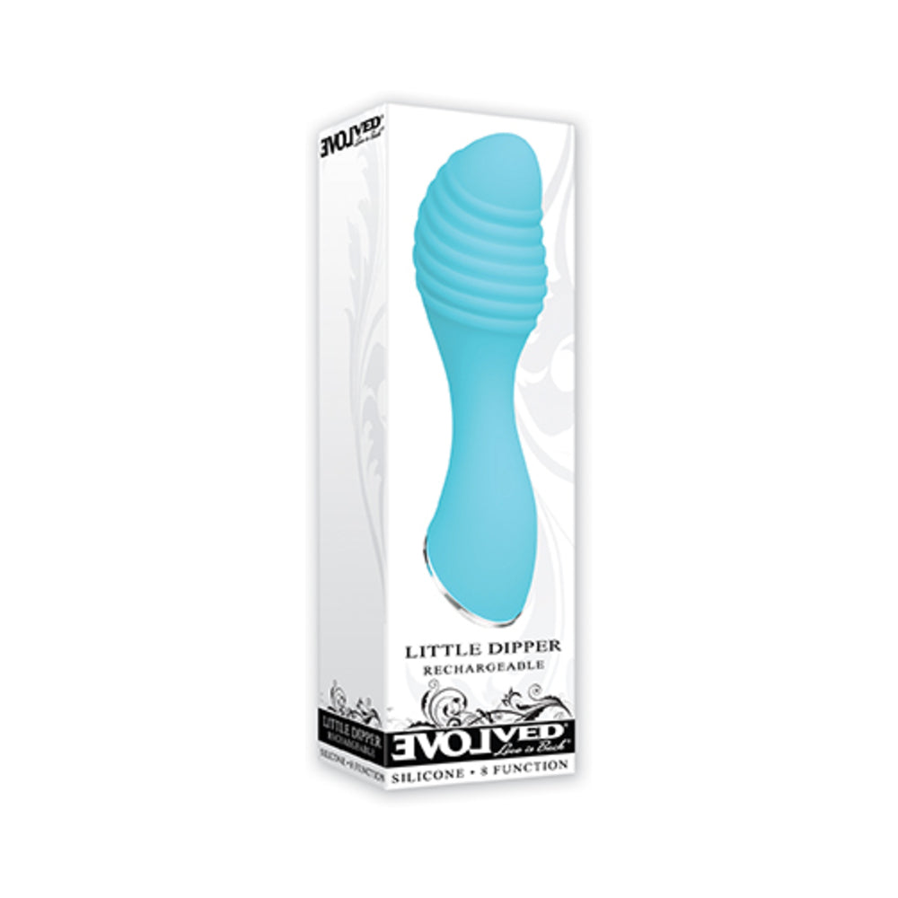 Evolved Little Dipper Rechargeable Silicone Vibrator Blue - Red Garter