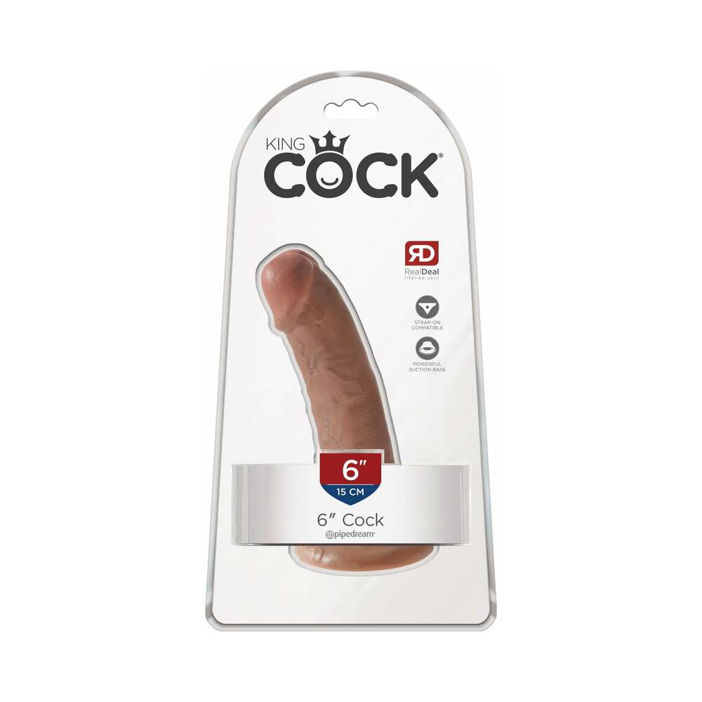 Pipedream King Cock 6 in. Cock Realistic Dildo With Suction Cup Tan - Red Garter