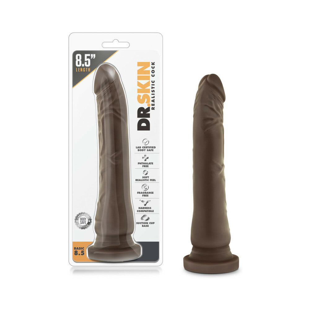 Dr. Skin Basic 8.5 in. Dildo Brown - Red Garter