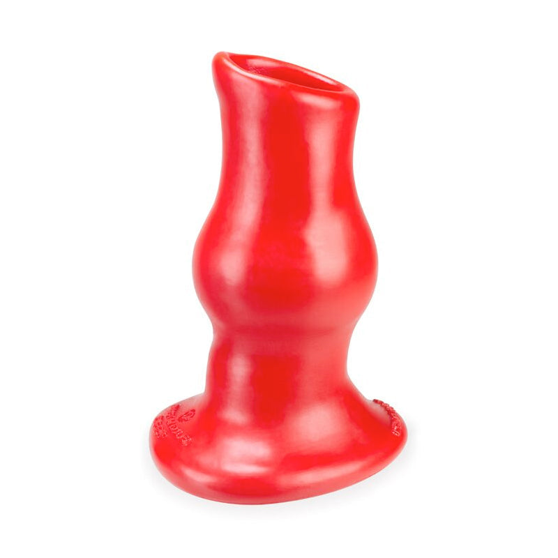 OxBalls Pig Hole Deep-2, Hollow Plug, Medium, Red - Red Garter
