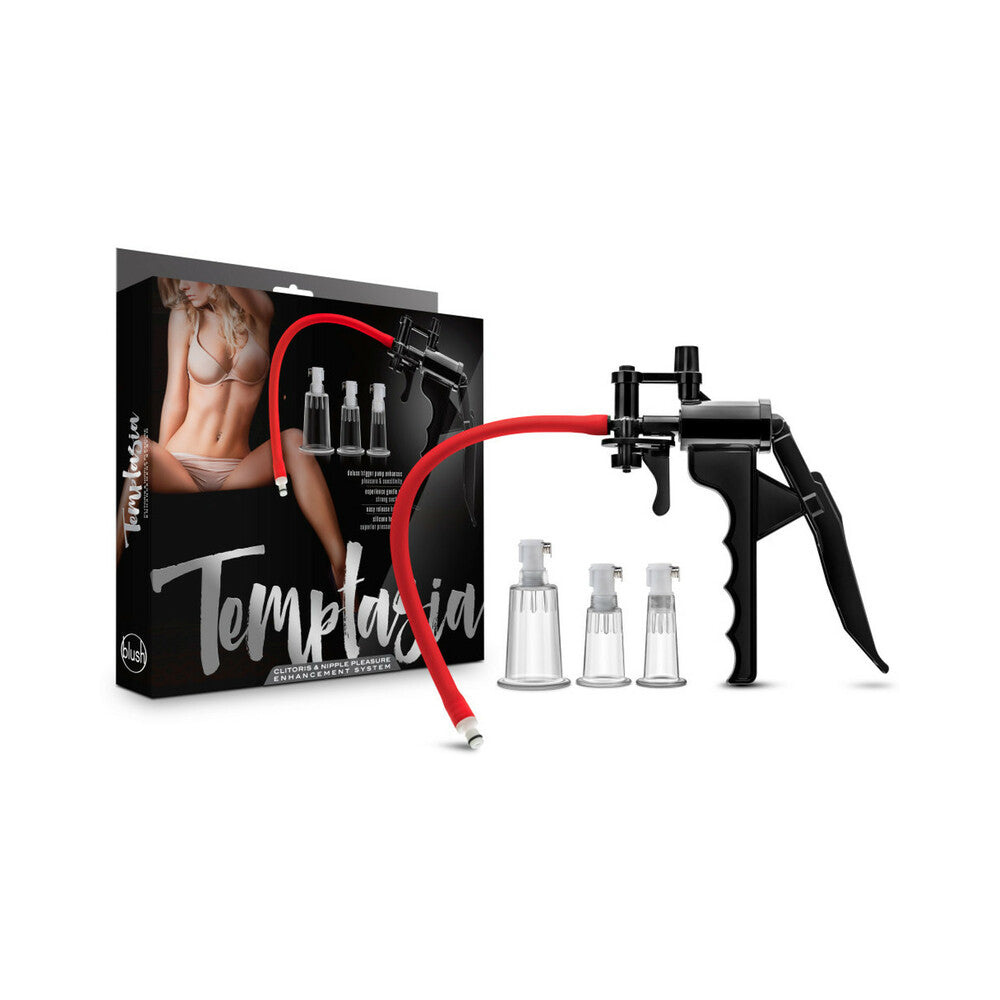 Blush Temptasia Clitoris and Nipple Pleasure and Enhancement Pump System - Red Garter
