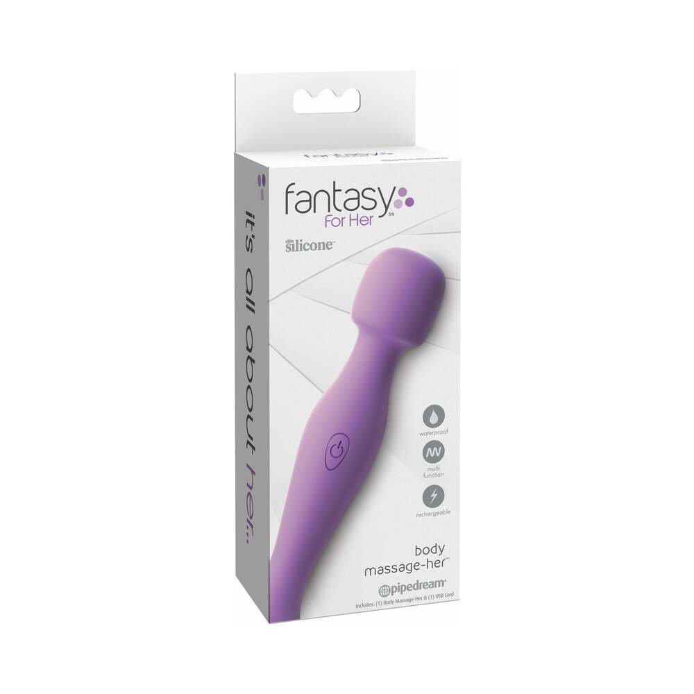 Pipedream Fantasy For Her Body Massage-Her Rechargeable Silicone Wand Vibrator Purple - Red Garter