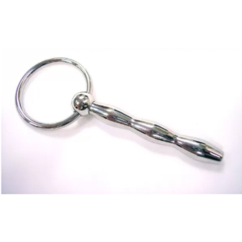 Rouge Stainless Steel Ribbed Urethral Probe - Red Garter