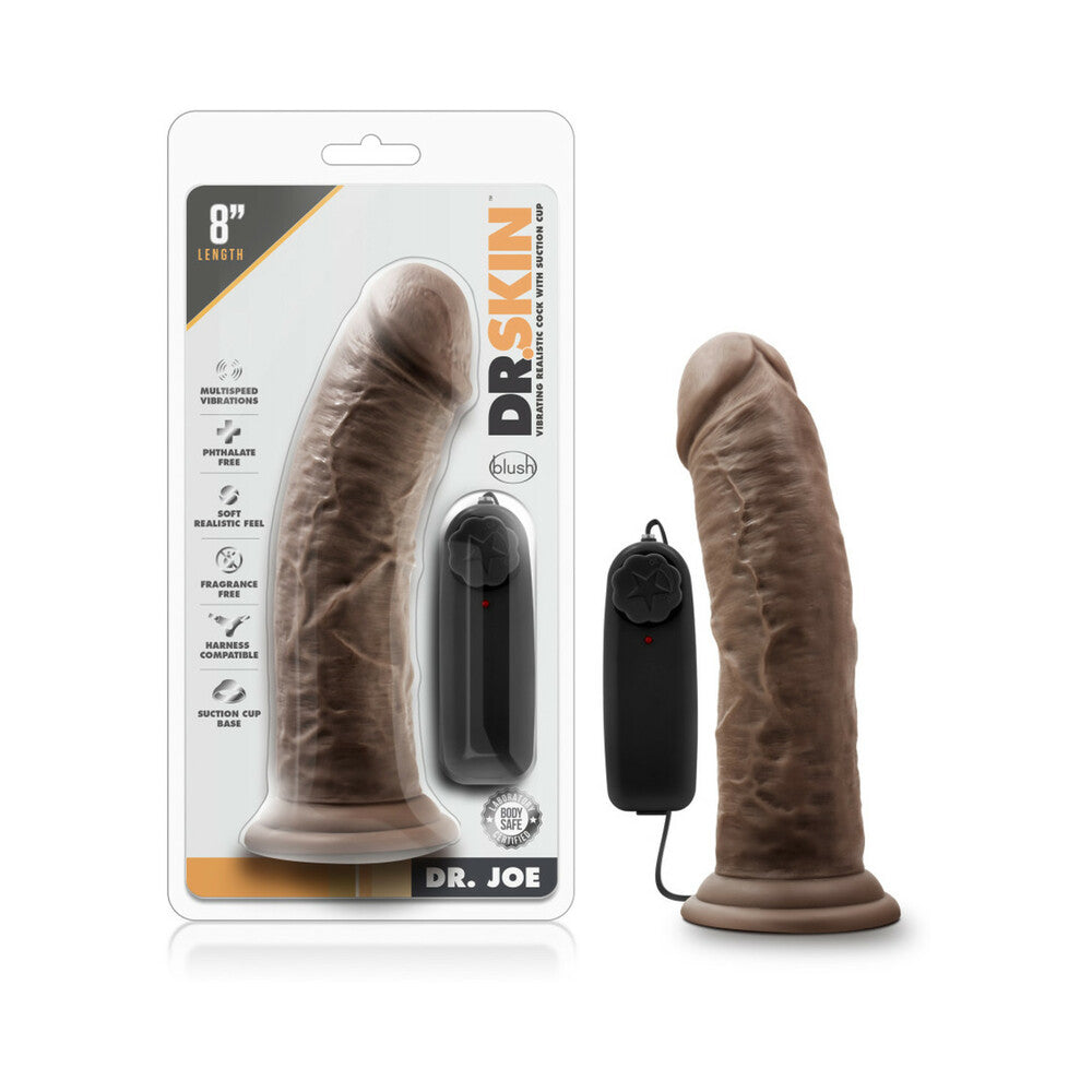 Dr. Skin Dr. Joe Realistic 8 in. Vibrating Dildo Brown - Red Garter