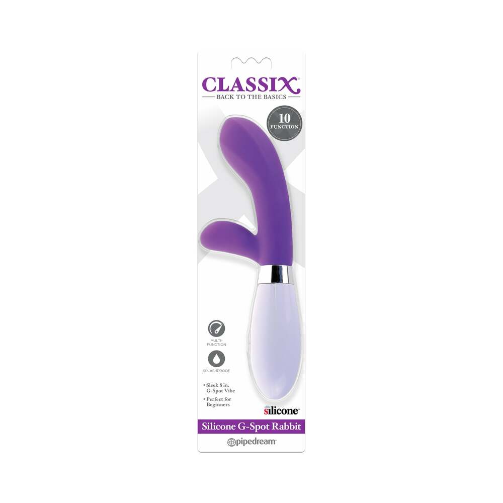 Pipedream Classix Silicone G-Spot Rabbit Vibrator Purple - Red Garter