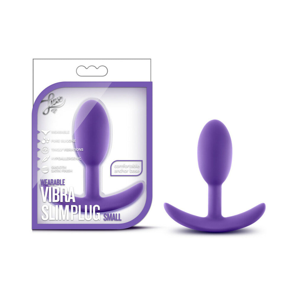 Blush Luxe Wearable Vibra Slim Plug Small Purple - Red Garter
