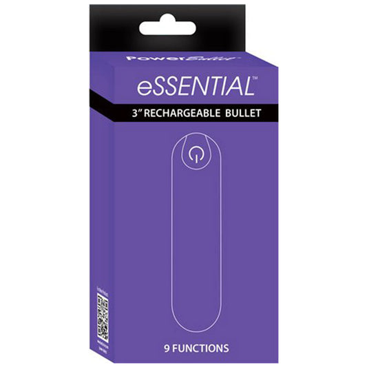 Powerbullet eSSENTIAL Rechargeable 3 in. Bullet Vibrator Purple - Red Garter