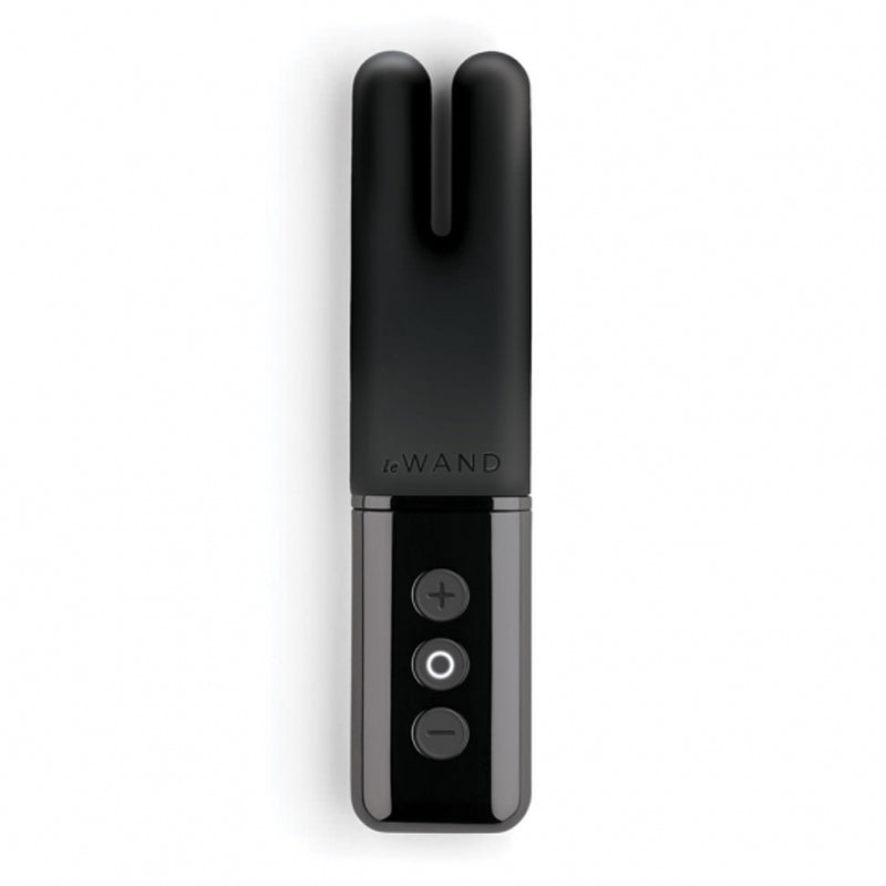 Le Wand Chrome Deux Rechargeable Silicone Mini Vibrator Black - Red Garter