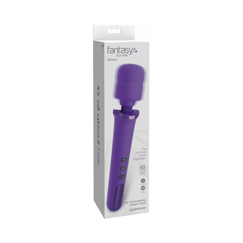 Pipedream Fantasy For Her Her Rechargeable Power Wand Silicone Vibrator Purple - Red Garter