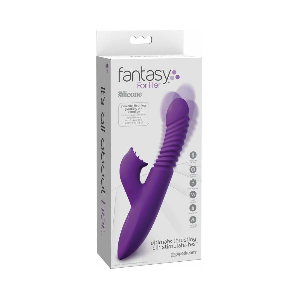 Pipedream Fantasy For Her Rechargeable Silicone Ultimate Thrusting Clit Stimulate-Her Purple - Red Garter