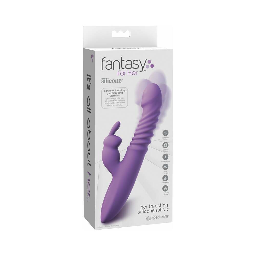 Pipedream Fantasy For Her Rechargeable Her Thrusting Silicone Rabbit Vibrator Purple - Red Garter