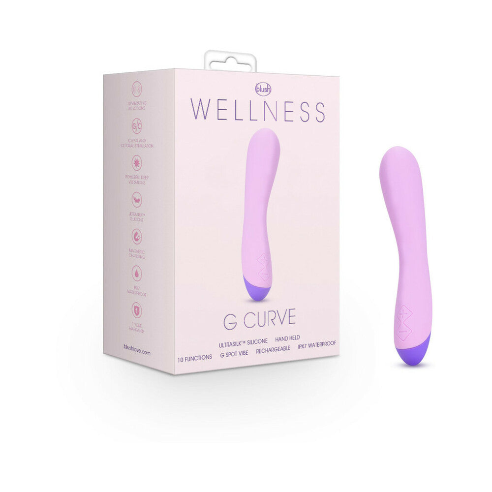 Blush Wellness G Curve Rechargeable Silicone G-Spot Vibrator Purple - Red Garter
