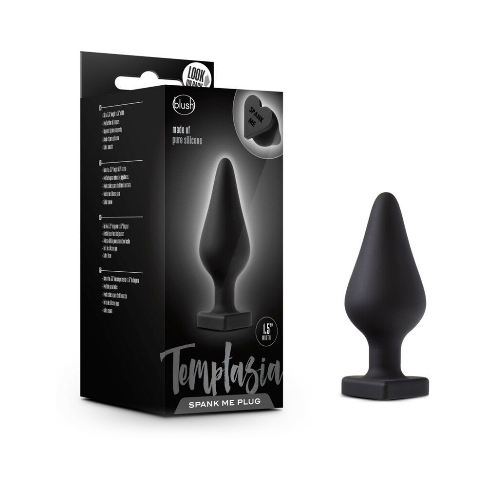 Blush Temptasia ''Spank Me'' Silicone Anal Plug with Heart-Shaped Base Black - Red Garter
