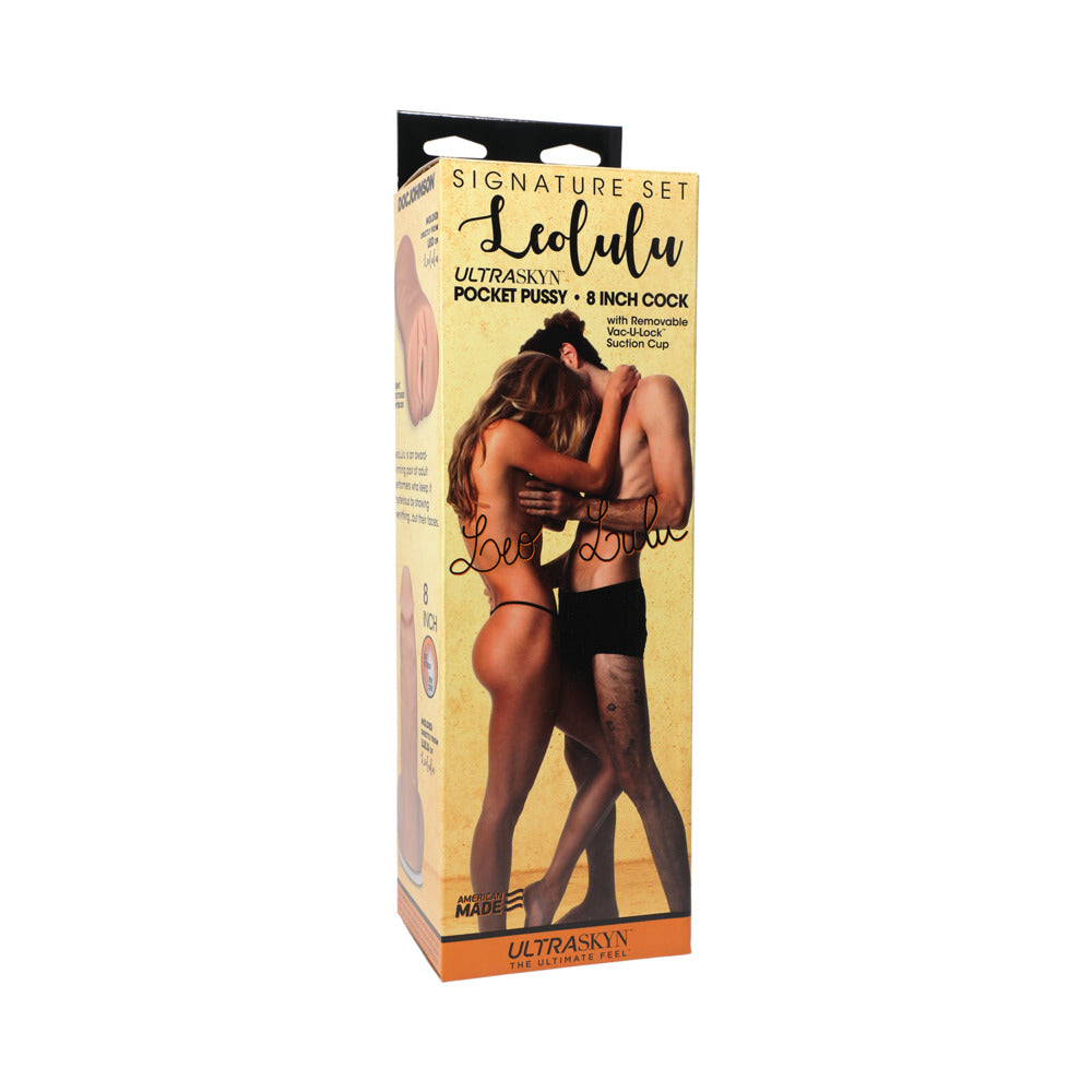 Signature Set Leolulu Leo ULTRASKYN Pocket Pussy & Lulu 8 Inch ULTRASKYN Cock - Red Garter