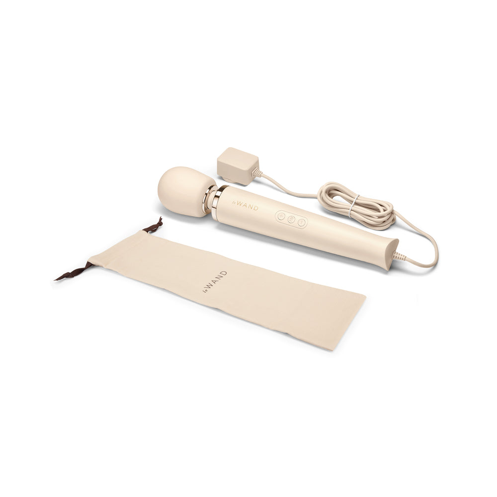 Le Wand Plug-In Vibrating Massager Cream - Red Garter
