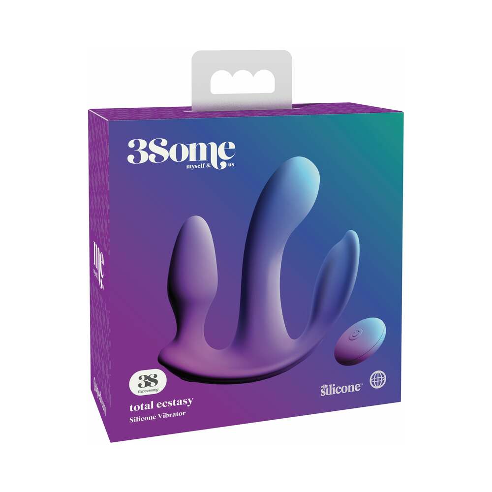 Pipedream 3Some Total Ecstasy Triple Stimulation Silicone Vibrator Purple - Red Garter
