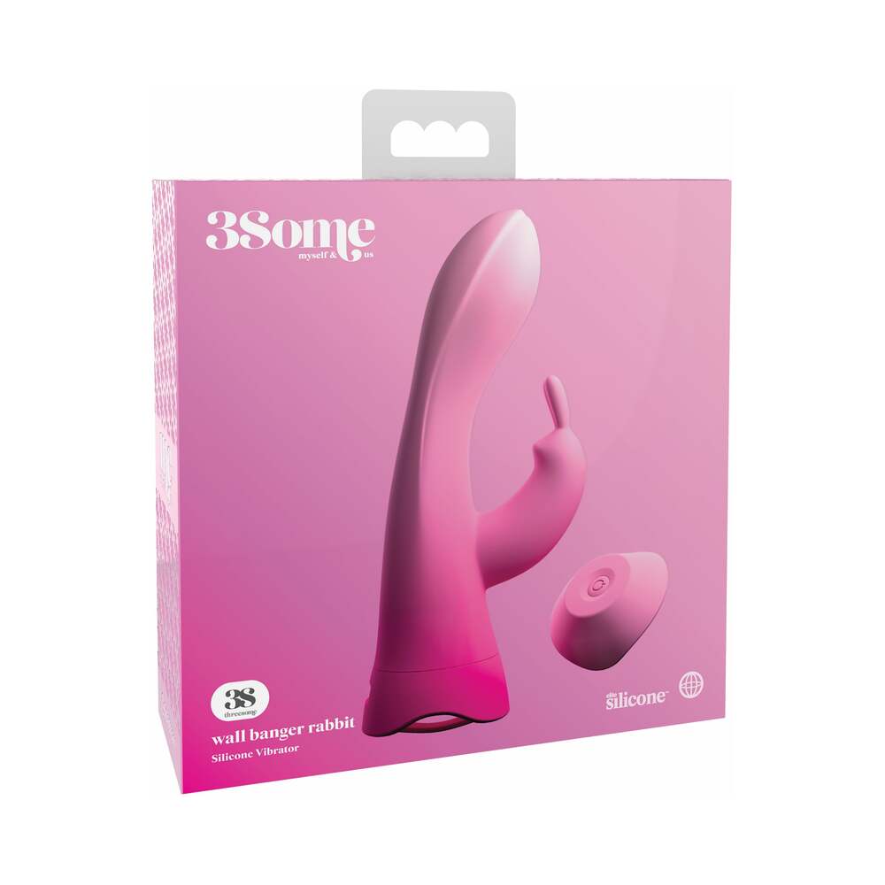 Pipedream 3Some Wall Banger Rabbit Vibrator With Suction Cup Pink - Red Garter