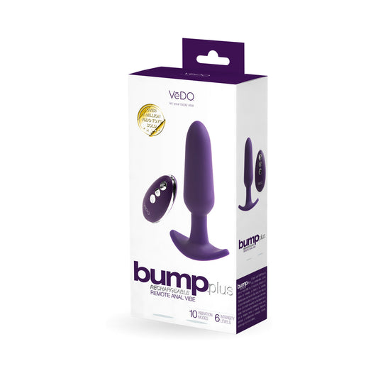 Bump Plus Rechargeable  Remote Control Anal Vibe Purple - Red Garter