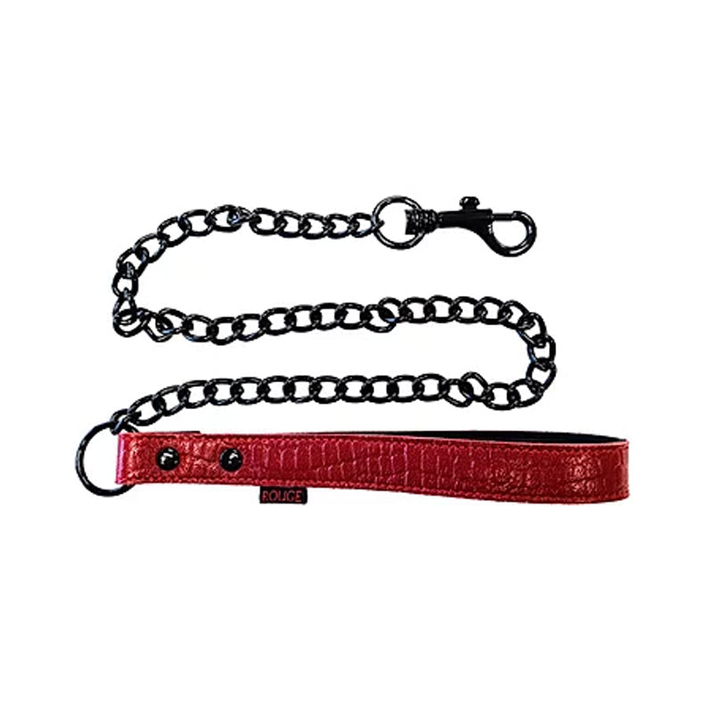 Leather Leash Burgunday & Black - Red Garter