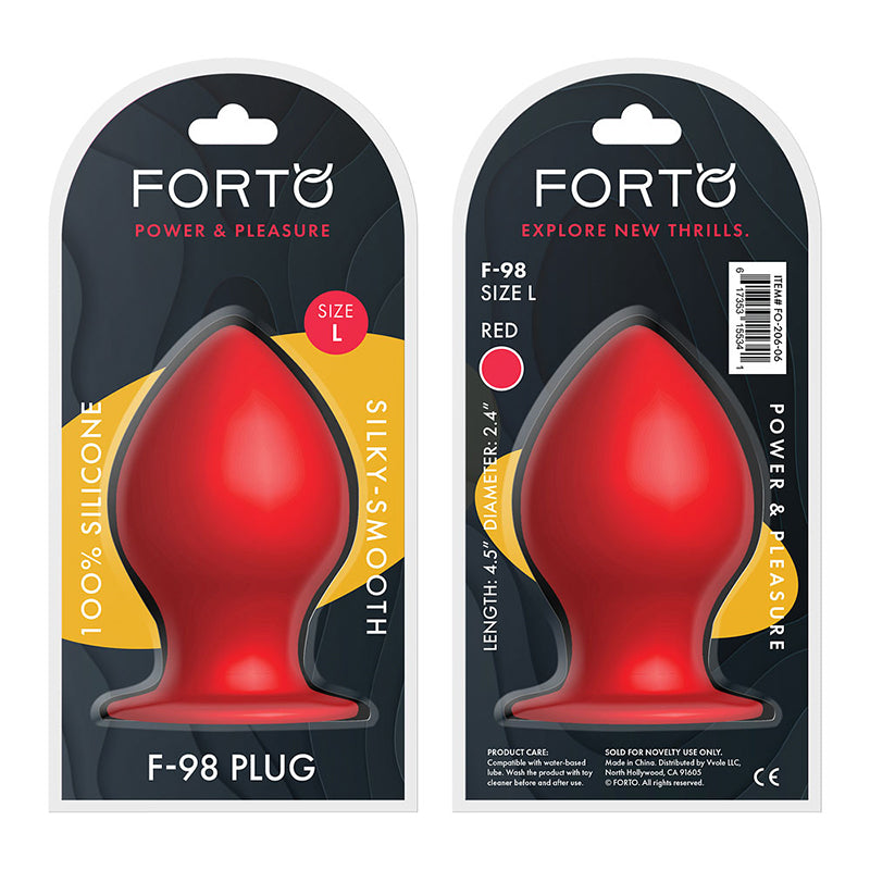 Forto F-98 Cone Silicone Anal Plug Large Red - Red Garter
