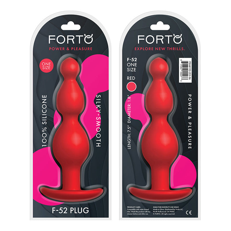 Forto F-52 Cone Beads Silicone Anal Plug Red - Red Garter