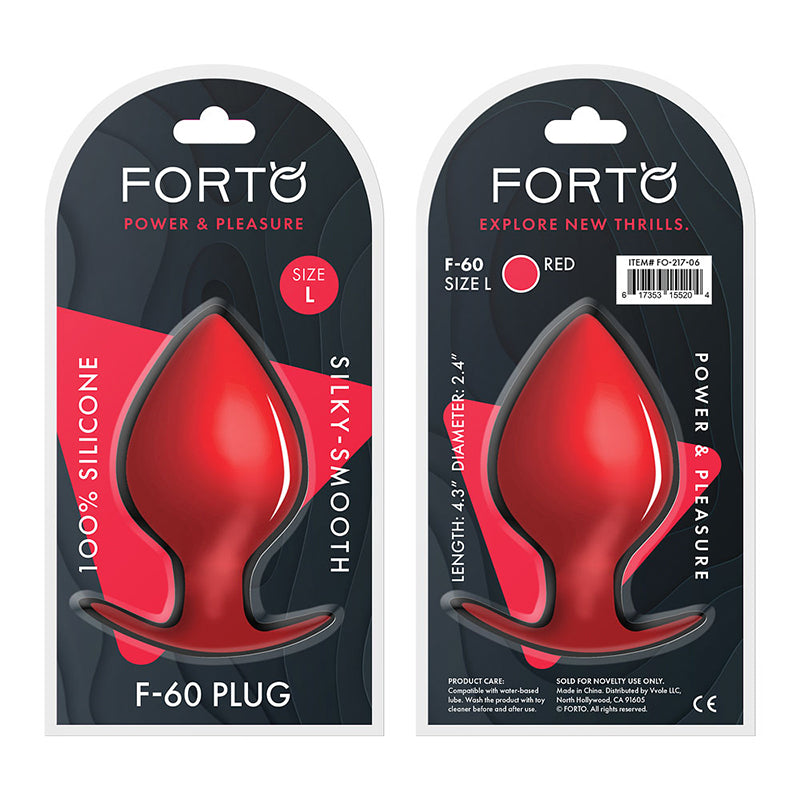 Forto F-60 Spade Silicone Anal Plug Large Red - Red Garter
