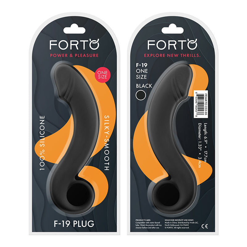 Forto F-19 Silicone Anal Plug Black - Red Garter
