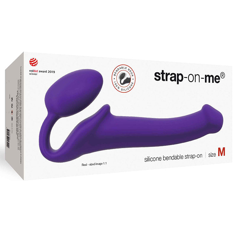 Strap-On-Me Semi-Realistic Bendable Silicone Strap-On Purple M - Red Garter