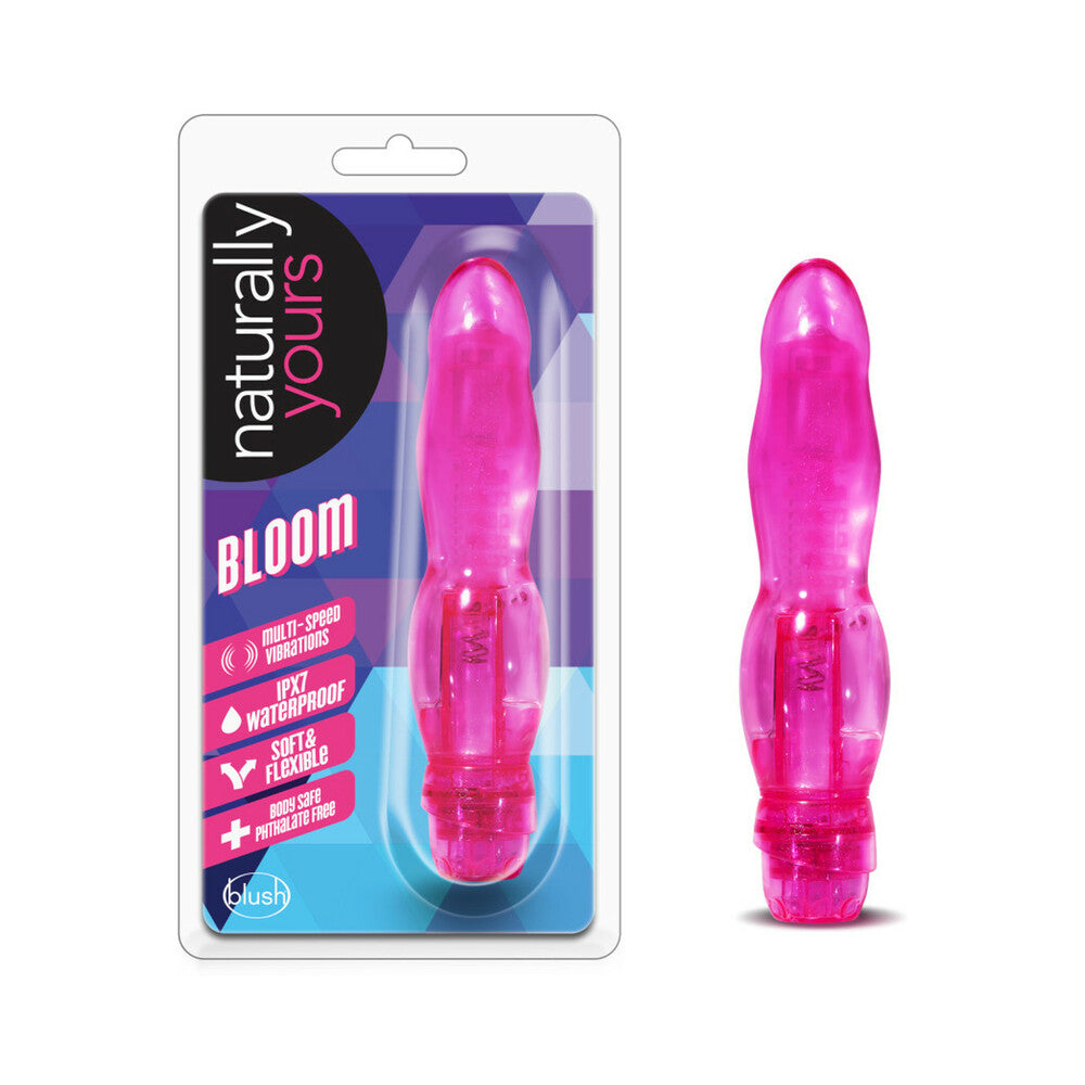 Naturally Yours Bloom Slimline Vibrator Pink - Red Garter