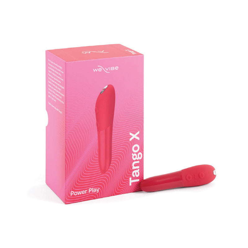 We-Vibe Tango X Rechargeable Silicone Intense Bullet Vibrator Cherry Red - Red Garter