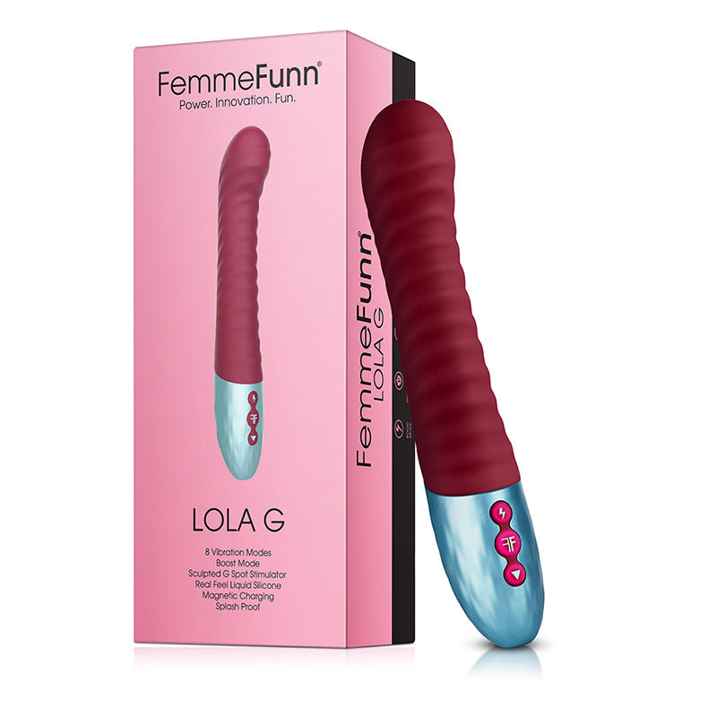 FemmeFunn Lola G Rechargeable Silicone G-Spot Vibrator Maroon - Red Garter
