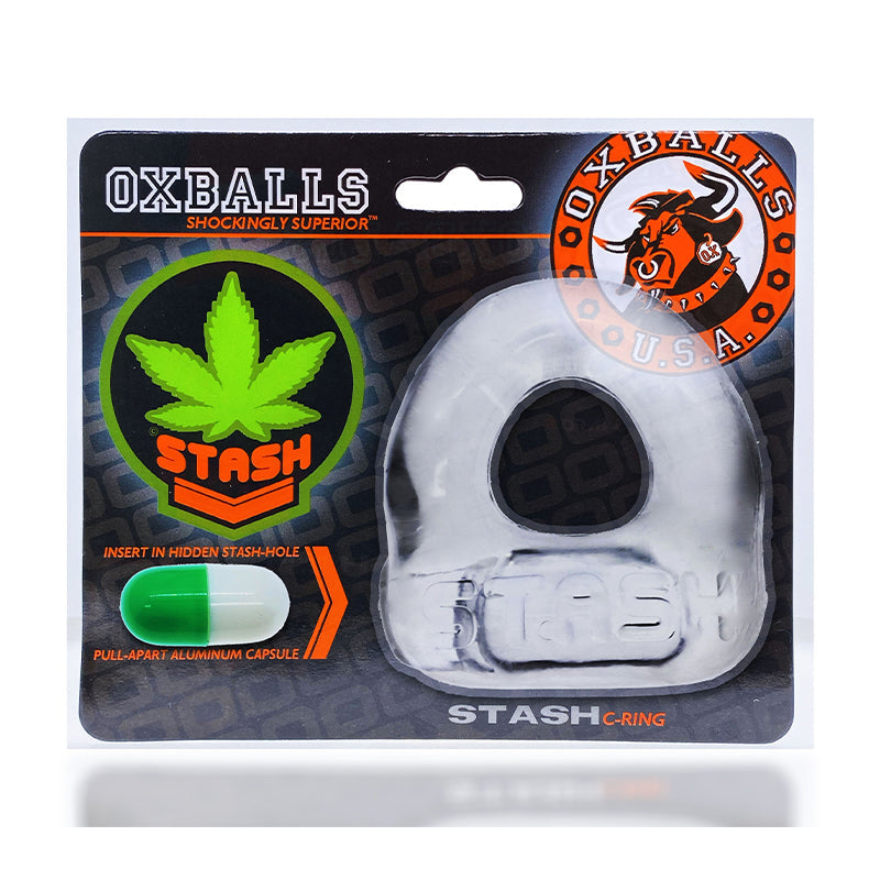 Oxballs Stash Cockring with Aluminum Capsule Insert Clear - Red Garter