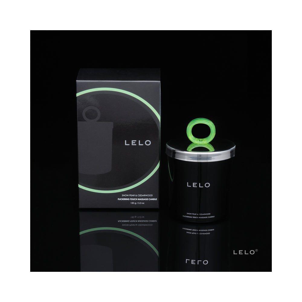 LELO Massage Candle - Snow Pear & Cedarwood Scent - Red Garter